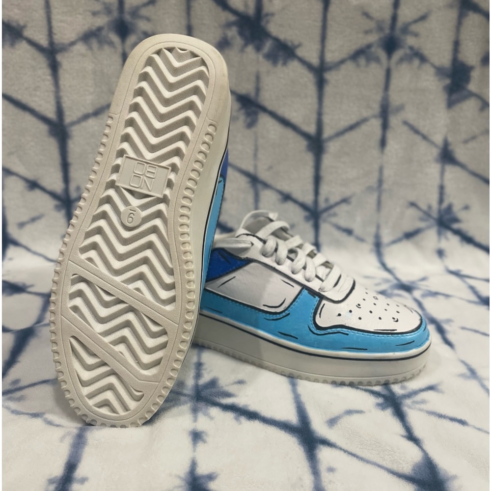 New - 1 of 1 Custom Blue Cartoon No Boundaries Shoes - Size 9M/10.5W